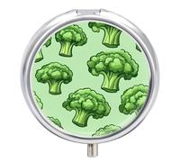 Green Broccoli Pill Box 3 Compartment Small Portable Medicine Case Pill Organizer for Pocket Purse