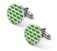 Green Broccoli Round Cufflinks for Men Classic Cuff Links Jewellery for Wedding Business Party