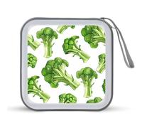 Green Broccoli Vegetable Portable CD Case Holder 48 Capacity Travel DVD Storage Boxs Wallet Bag