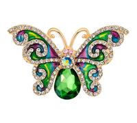Green Brooch Created Pins Butterfly - Classy Bouquet Bridal Rhinestone Brooches Crystal Shiny Insect Pin for Women Clothing Accessories UB3735