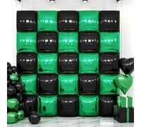 Green Brown and Black Square Foil Balloon Wall,19 Inches Double Sided Square Balloons Tunnel Arch Kit for Bachelorette,Birthday,Baby Shower,Anniversary Party Decorations
