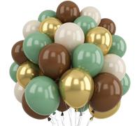 Green Brown Balloons, 12 Inch Sage Green Gold and Coffee Latex Balloon, Olive Nude Beige Party Decorations for Jungle Safari Party Outdoor Garden Woodland Kids Birthday Baby Shower Party Supplies