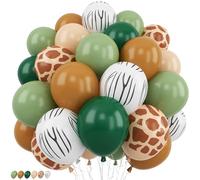 Green Brown Balloons Sage Green Khaki Nude Giraffe Zebra Print Balloon Dark Olive Avocado Coffee Apricot Beige Birthday Party Decorations for Boys Jungle Safari Woodland Forest Animal Baby Shower