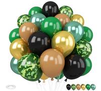 Green Brown Camo Balloons, 30Pcs 12inch Camouflage Brown Dark Green Black Metallic Gold Silver Balloons For Party Decorations Birthday Party Hunting Camping Jungle Themed Supplies