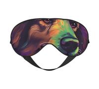 Green Brown Dog Head Print Sleep Mask with Adjustable Strap, Comfortable Eye Cover for Travel, Yoga, Napping, Sleeping & Relaxation