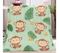 Green Brown Printed Blankets Cartoon Animal Monkey Soft Warm Blanket Sofa Blanket Bed Blanket 150 x 200 cm (59" x 78.7") Flannel Blanket King For All Season Kids And Adults