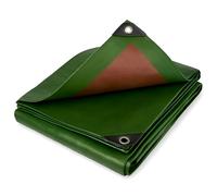 Green Brown Tarpaulin 3 x 3 m Heavy Duty 200 GSM Waterproof Tarp Sheet with Strengthened Corners - UV Resistant, Tear Resistant Cover for Garden Furniture, Camping, Log Store, Trailer, Construction