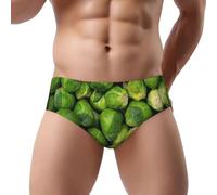 Green Brussel Sprout PrintMen's Briefs No Fly Underwear Support Pouch Comfort Soft Briefs for Men