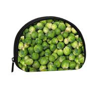 Green Brussel Sprout PrintSmall Makeup Sanitary Napkin Storage Bag,Women's Cosmetic Coin Purse