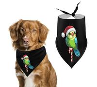 Green Budgie Santa Hat Candy Cane Dog Bandana Pet Scarf for Small Medium Large Dogs Triangle Bibs Photo Prop Gift