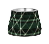 Green Buffalo Plaid Check Tartan Scotland Dogs Water Bowl Non Skid Stainless Steel Pets Feeding Bowl for Slow Feed Cats Whisker Relief