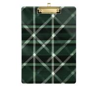 Green Buffalo Plaid Check Tartan Scotland Hanging clipboard Holder Transparent for Classroom Supplies for Teachers Elementary Size 9 x 12