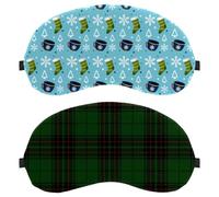 Green Buffalo Plaid Checks Black 2-Pack Light-Blocking Soft Breathable Eye Masks with Eye Patches and Sleep Masks