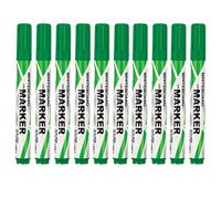 Green Bullet Tip White Board Markers 2-5mm Tip Non Toxic Quick Drying Liquid Ink Dry Erase Thick Smudge Free Lines Writing on White Board Pen Ink Marker (Pack of 10)