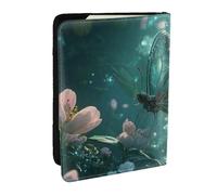 Green Butterfly Flower Printed Passport Holder,Travel Pu Leather Passport Cover Case Organiser for Men Women,6.5 Inch