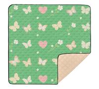Green Butterfly Heart Flower Colorful Large Sturdy Baby Play Mat for Floor 1-Piecing Padded Baby Mat for Babies Infants Toddlers, 50'' x 50''