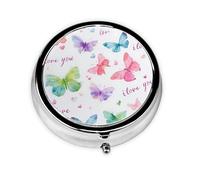 Green Butterfly Small Pill Box 3 Compartment Portable Pill Box for Purse Pocket Colorful Bird Mini Medicine Organiser for Daily Vitamin Fish Oil Storage