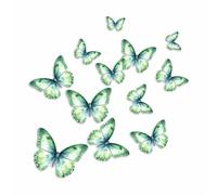 Green Butterfly Wall Stickers, Bedroom Wall Decor Decals Qty:12 | Cover Marks, No White Edges or Film, Peel and Stick Wall Stickers, Vibrant On Dark Walls, Removable DIY Wall Décor