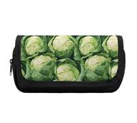Green Cabbage Pattern Cute Double Pencil Case Large Capacity Portable Pen Pouch with Zippered