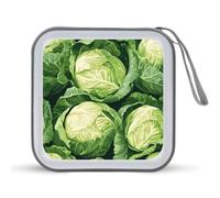 Green Cabbage Pattern Printed CD Case Hard Plastic Protective DVD Storage Binder Bag for Home Office
