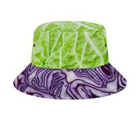 Green Cabbage Purple Cabbage Bucket Hat Fashion Unisex Packable Travel Sun Caps Teens Women Men Novelty Outdoor Hats