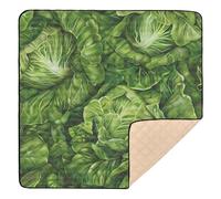 Green Cabbage Vegetable Print Soft Foam Baby Activity Play Mat for Floor Cozy Breathable Infant Play Mat for Baby Kids Toddlers Infants, 50'' x 50''