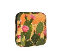 Green Cactus Art Period Proof Storage Bag-Feminine Hygiene Travel Case for Sanitary Pads, Discreet Mensural Pouch for Purse Office