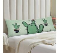 Green Cactus Body Pillow Case 20x54 Throw Pillow Cover with Hidden Zipper Breathable & Cozy Full Long Pillowcase Protector Spring Easter Cover for Sleeping Bedroom Couch Sofa Decor