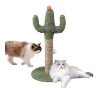 Green Cactus Cat Scratcher & Scratching Post - Natural Soft Fabric Kitten Scratch Pole with Interactive Ball Toy, for All Indoor Cat Breeds