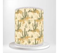 Green Cactus Desert Plants Wrap Around Print A4 Edible Paper Icing Sheet Cake Topper Side Ribbon Border Decor for Personalised Themed Decorations Z6