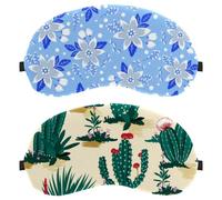 Green Cactus Desert Red Flowers 2-Pack Light-Blocking Soft Breathable Eye Masks Sleep Mask Eye Patch