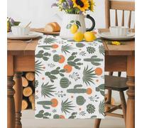 Green Cactus Leaves Boho Style Table Runner 36 Inches Long, Summer Tropical Plants Washable Table Runners Heat-Insulation Kitchen Dining Table Decorations for Home Party Decor 13x36in