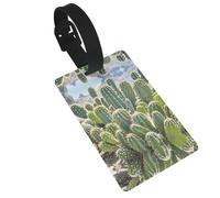 Green Cactus Luggage Tags for Suitcases, PVC Suitcase Tag with Secure Strap Suitcase Identifier with Privacy Name Card for Travel Bag Tags Personalized Baggage Tag for Women Men