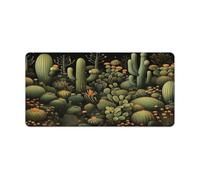 Green Cactus Mouse Pad Portable Non Slip Keyboard Mat 12 X 24 in Square Anime Desk Pad Protectort Retro Elegant Desk Mat for Home Office and Game