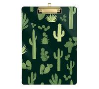 Green cactus pattern on dark background Service tech clipboard plastic for student girls children teacher clipboard size 9 x 12