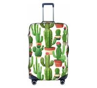 Green cactus Print Decorative Travel Luggage Cover Concealed Zipper Suitcases Anti Scratch Dustproof, White, L