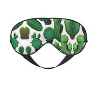 Green Cactus Print Soft Eye Mask – Comfortable Sleep, Elastic Nighttime Shade, Eye Covers for Travel, Meditation