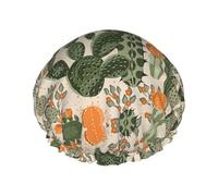 Green Cactus Shower Cap For Women, Reusable Shower Cap, Waterproof Bath Cap For Women Long Hair