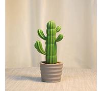 Green Cactus Statue Resin Figurine - Modern Desk Decor & Outdoor Yard Art, 20.5cm x 13cm, Unique Lawn Decoration for Home & Garden, Stylish Plant Design