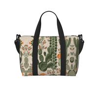 Green Cactus Travel Duffel Bag Carry On Tote Bags For Men,Weekender Overnight Bag,Sports Tote Gym Bag, Black, One Size