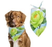 Green Camellia Flower Dog Bandana, Soft Breathable Pet Scarf, Personalized Dog Bib Kerchief for Small Medium Large Dogs Cats, Exquisite Pet Neckerchief for Daily Wear, Travel, Party