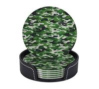 Green camo Print 6 Pcs Practical Functional Drink Coasters Coffee Office Home Tabletop Protection