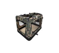 (Green Camo, Small) HugglePets Fabric Dog Crate, Mat & Treat Food Bag