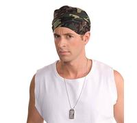 Green Camouflage Bandana Headpiece for Adults (1 Pc.) - Stylish Design. Perfect for Outdoor Activities, Sports Events, & More Halloween Halloween