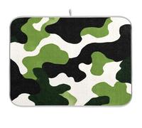 Green Camouflage Dish Drying Mat for Kitchen Counter Mats Super Absorbent Reversible Microfiber Kitchen Countertop Protector Dishes Pad Machine Wash Mats Medium 45.7x60.9 cm