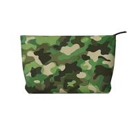 Green Camouflage Printed Makeup Bag Corduroy Travel Cosmetic Bags Cosmetic Case Toiletry Bag Organizer for Women Mom Girls