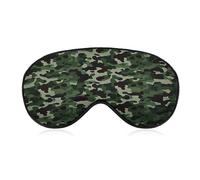 Green Camouflage Sleep Mask Soft and Comfortable Night Sleeping Mask Face-Hugging Padded Eye Cover with Adjustable Band for Deep Rest Travel Shift Work