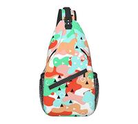 Green Camouflage Sling Backpack,Travel Hiking Daypack Camo Pattern Rope Crossbody Shoulder Bag for Men Women