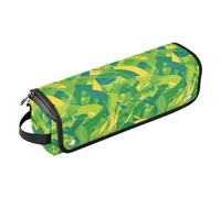Green Camouflage Texture Illustrations Women's Hot Hair Tools Travel Bag Waterproof Double-Layer Carrying Case and Heat Resistant Mat with Zipper for Hot Tool Flat Irons Hair Volumizer Styler