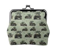 Green Camouflage Tractor Print Coin Purse for Women, Kiss-lock Change Purse Wallets, Small PU Leather Coin Purses